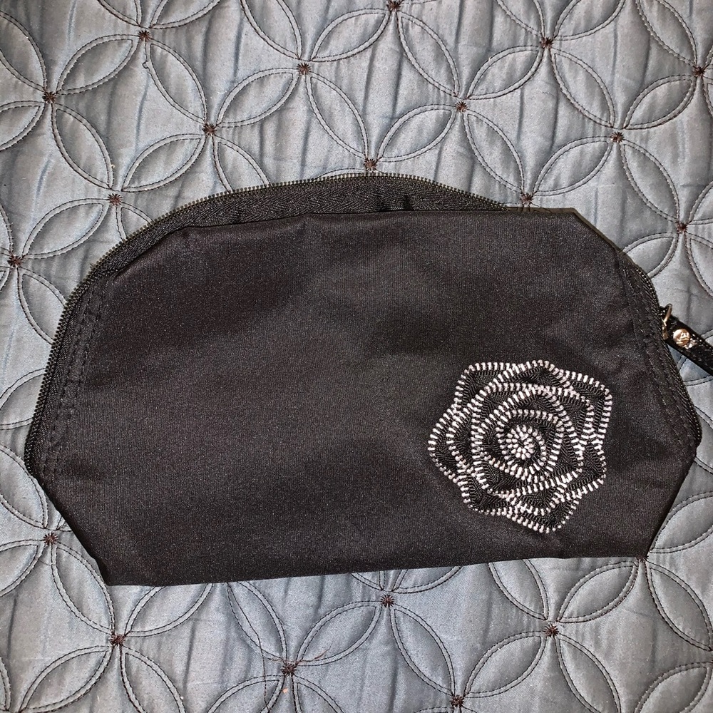 NEW Black Zipper Flower Pouch
